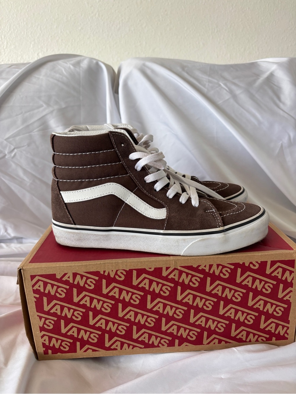Vans Brown and White High-Top Suede Sneakers - Picture 6 of 8